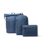 Mochila impermeable repelente a líquidos para portátil 15” color azul marino vista detalle 3