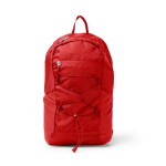 Mochila deportiva con bolsillos de rejilla y cuerdas elásticas color rojo segunda vista