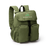 Mochila de nylon con compartimento amplio y cierre con cordón PC 15” color verde oscuro primera vista de uso