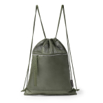 Mochila de cuerdas ajustables con bolsillo y banda reflectante color verde oscuro segunda vista