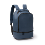 Mochila de piel sintética con bolsillo antirrobo y zapatillero 9” color azul marino primera vista de uso