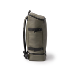 Mochila nevera de cuero sintético con interior isotérmico y apertura color verde oscuro tercera vista