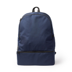 Mochila deportiva ecológica con zapatillero rígido y bolsillo frontal color azul marino segunda vista