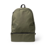 Mochila deportiva ecológica con zapatillero rígido y bolsillo frontal color verde oscuro segunda vista