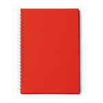 Bloc de notas con anillas en plástico reciclado A5 hojas a cuadros color rojo segunda vista