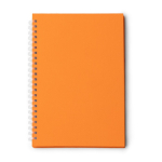 Bloc de notas con anillas en plástico reciclado A5 hojas a cuadros color naranja segunda vista