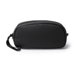 Neceser de piel sintética con doble compartimento y cierre cremallera color negro segunda vista