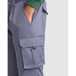 Pantalón de poliéster unisex multibolsillos 140g/m² Roly Direct Warmor color gris topo vista detalle 5
