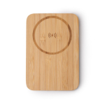 Batería externa magnética inalámbrica de bambú con soporte 5.000 mAh color natural segunda vista