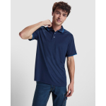 Polo técnico manga corta con rib a contraste 200 g/m2 Roly Direct Sian color azul real vista detalle 1