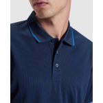 Polo técnico manga corta con rib a contraste 200 g/m2 Roly Direct Sian color azul real vista detalle 3