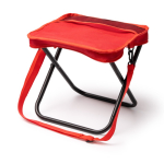 Silla plegable compacta de poliéster con funda y bolsillos color rojo primera vista de uso