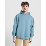 Sudadera unisex oversize con capucha forrada 320 g/m2 Roly Direct Otto color azul grisáceo vista detalle 1
