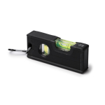 Nivel de burbuja de aluminio reciclado con base magnética color negro primera vista de uso