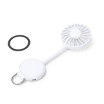 Ventilador de mano con anillo magnético y 3 velocidades color blanco primera vista de uso