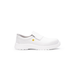 Calzado laboral tejido textil microfibra y cierre elástico Roly Salt color blanco primera vista de uso