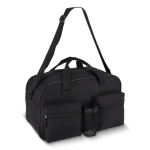 Bolsa deportiva de PET reciclado con doble bolsillo frontal 25L color negro cuarta vista