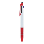 Bolígrafo 3 colores con puntero táctil y agarre suave color rojo