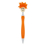 Bolígrafo pulsador con original diseño de peludo giratorio tinta azul color naranja