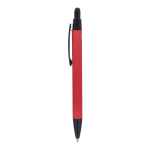 Bolígrafo de aluminio reciclado de tacto suave tinta azul color rojo