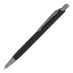 Bolígrafo de aluminio con clip metálico y tacto suave tinta azul color negro