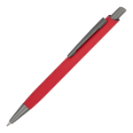 Bolígrafo de aluminio con clip metálico y tacto suave tinta azul color rojo