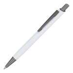 Bolígrafo de aluminio con clip metálico y tacto suave tinta azul color blanco