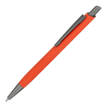 Bolígrafo de aluminio con clip metálico y tacto suave tinta azul color naranja