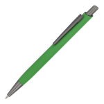 Bolígrafo de aluminio con clip metálico y tacto suave tinta azul color verde lima