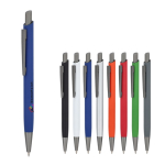 Bolígrafo de aluminio con clip metálico y tacto suave tinta azul