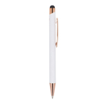 Bolígrafo de aluminio reciclado con grabado láser y clip metálico color blanco quinta vista