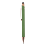 Bolígrafo de aluminio reciclado con grabado láser y clip metálico color verde oliva