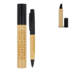 Bolígrafo metálico con cuerpo de bambú y estuche de tubo