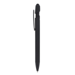 Bolígrafo de aluminio reciclado de tacto suave con stylus tinta azul color negro