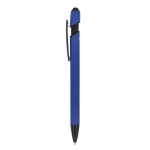 Bolígrafo de aluminio reciclado de tacto suave con stylus tinta azul color azul