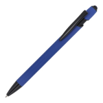 Bolígrafo de aluminio reciclado de tacto suave con stylus tinta azul color azul tercera vista