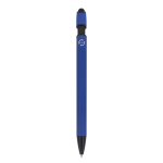 Bolígrafo de aluminio reciclado de tacto suave con stylus tinta azul color azul cuarta vista
