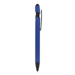Bolígrafo de aluminio reciclado de tacto suave con stylus tinta azul color azul quinta vista