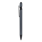 Bolígrafo de aluminio reciclado de tacto suave con stylus tinta azul color gris