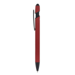 Bolígrafo de aluminio reciclado de tacto suave con stylus tinta azul color rojo oscuro