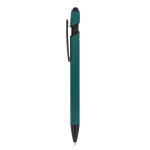 Bolígrafo de aluminio reciclado de tacto suave con stylus tinta azul color verde oscuro