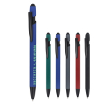 Bolígrafo de aluminio reciclado de tacto suave con stylus tinta azul