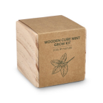 Kit de cultivo de menta con maceta y sustrato de coco color natural