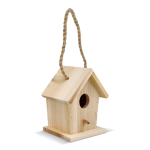 Casita para pájaros de madera con entrada frontal de 30mm para jardín color natural