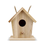 Casita para pájaros de madera con entrada frontal de 30mm para jardín color natural segunda vista