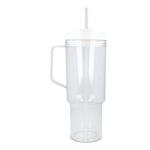 Vaso térmico con asa lateral y pajita en tapa antigoteo 1L color blanco transparente tercera vista