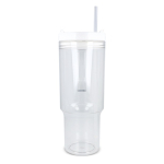 Vaso térmico con asa lateral y pajita en tapa antigoteo 1L color blanco transparente cuarta vista