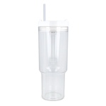 Vaso térmico con asa lateral y pajita en tapa antigoteo 1L color blanco transparente quinta vista