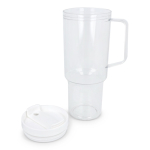 Vaso térmico con asa lateral y pajita en tapa antigoteo 1L color blanco transparente sexta vista