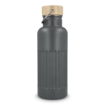 Botella térmica antigoteo con tapa de bambú y asa metálica 500ml color gris tercera vista